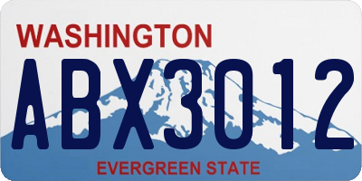 WA license plate ABX3012