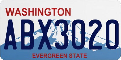 WA license plate ABX3020