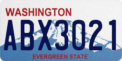 WA license plate ABX3021