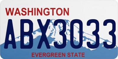 WA license plate ABX3033
