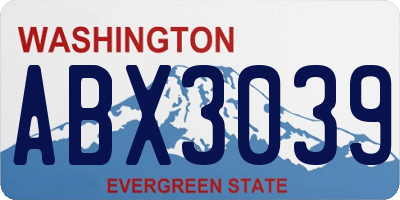 WA license plate ABX3039
