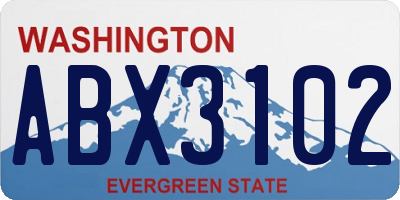WA license plate ABX3102
