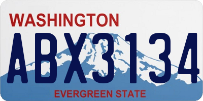 WA license plate ABX3134