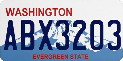 WA license plate ABX3203