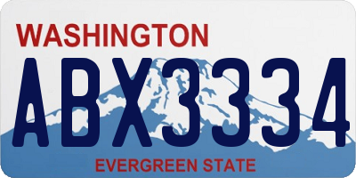 WA license plate ABX3334
