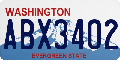 WA license plate ABX3402