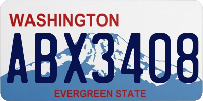 WA license plate ABX3408