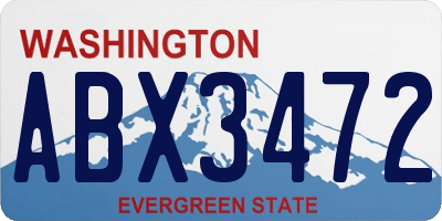 WA license plate ABX3472