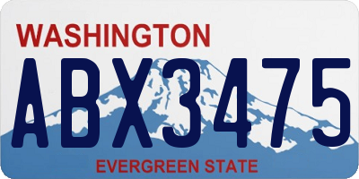 WA license plate ABX3475