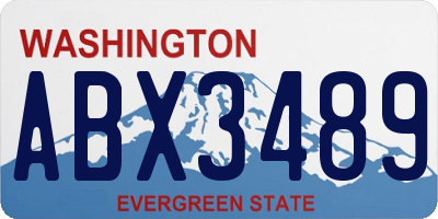 WA license plate ABX3489