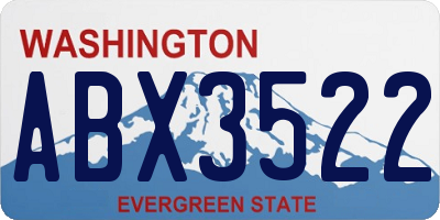 WA license plate ABX3522