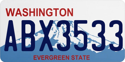 WA license plate ABX3533