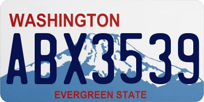 WA license plate ABX3539