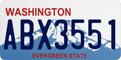 WA license plate ABX3551