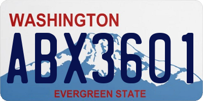 WA license plate ABX3601