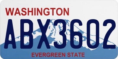 WA license plate ABX3602
