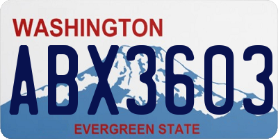 WA license plate ABX3603