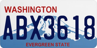 WA license plate ABX3618