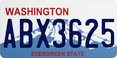 WA license plate ABX3625