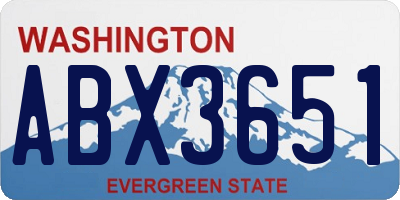 WA license plate ABX3651