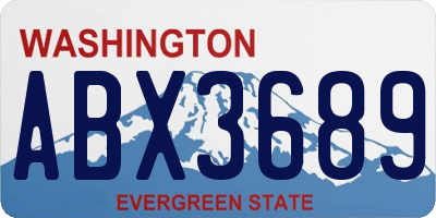 WA license plate ABX3689