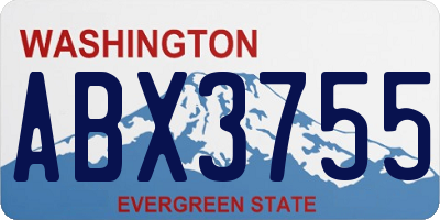 WA license plate ABX3755
