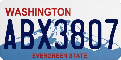 WA license plate ABX3807
