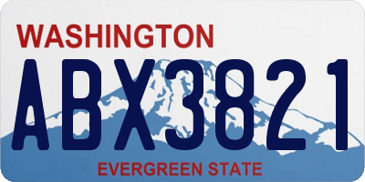 WA license plate ABX3821