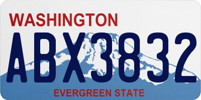 WA license plate ABX3832