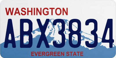 WA license plate ABX3834