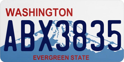 WA license plate ABX3835