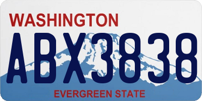 WA license plate ABX3838
