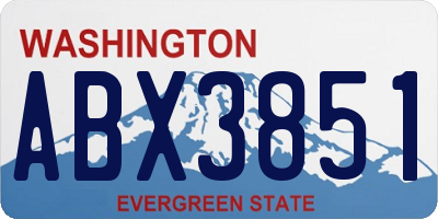 WA license plate ABX3851