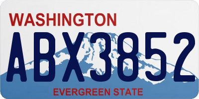 WA license plate ABX3852