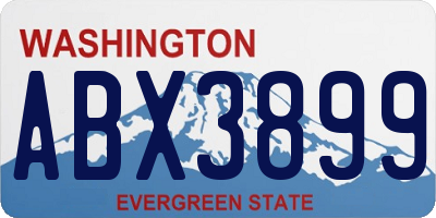 WA license plate ABX3899