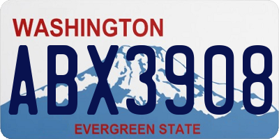 WA license plate ABX3908