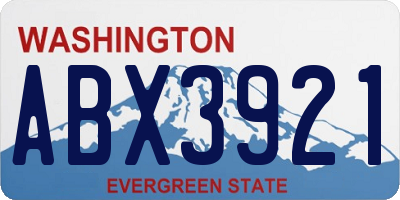 WA license plate ABX3921