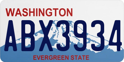 WA license plate ABX3934