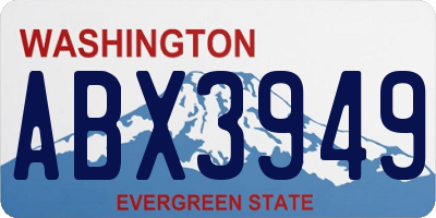 WA license plate ABX3949