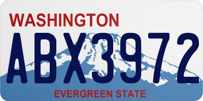 WA license plate ABX3972