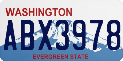 WA license plate ABX3978