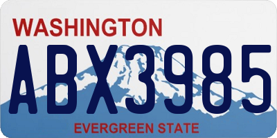 WA license plate ABX3985