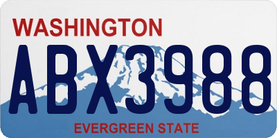WA license plate ABX3988