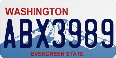WA license plate ABX3989