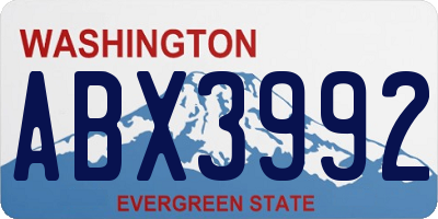 WA license plate ABX3992