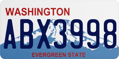 WA license plate ABX3998