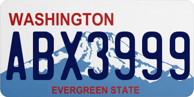 WA license plate ABX3999