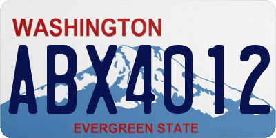 WA license plate ABX4012