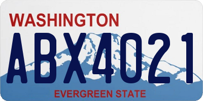 WA license plate ABX4021
