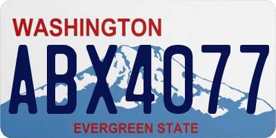 WA license plate ABX4077